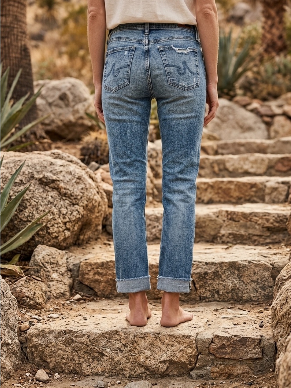 AG Adriano Goldschmied Light Blue Ag-Ed Mari Cropped High Rise Straight Jeans - Picture 2 of 9